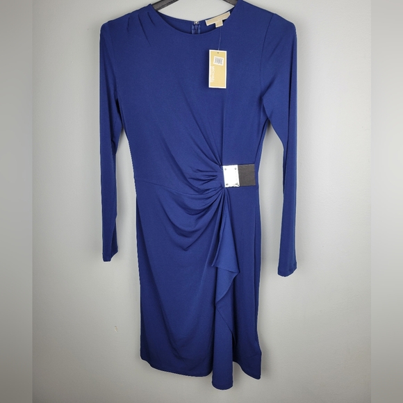 MICHAEL Michael Kors Sapphire Long Sleeve Dress with Silver Detail - Picture 3 of 6
